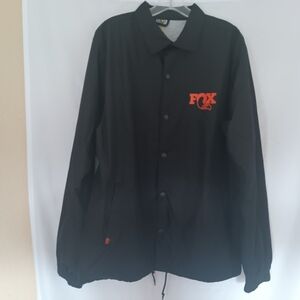 Y2K FOX RACING BUTTON UP BLACK & ORANGE JACKET
